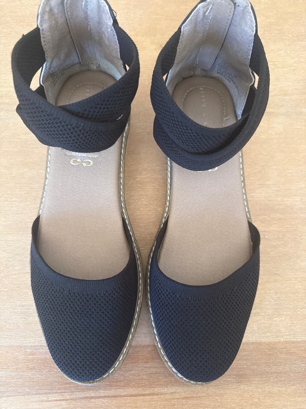 Kelly & Katie Black Closed Toe Espadrille Ankle Strap Sandals 7.5